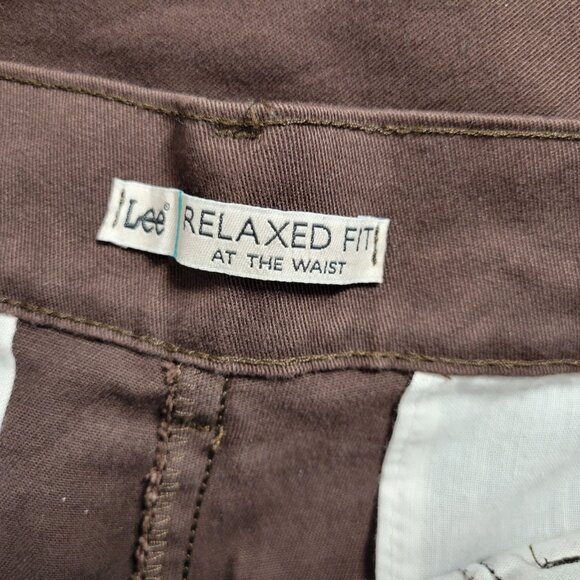 Lee Womens Pants 16S Petite 16P Relaxed Fit at Waist Brown Straight Leg BRO14E - Picture 7 of 9